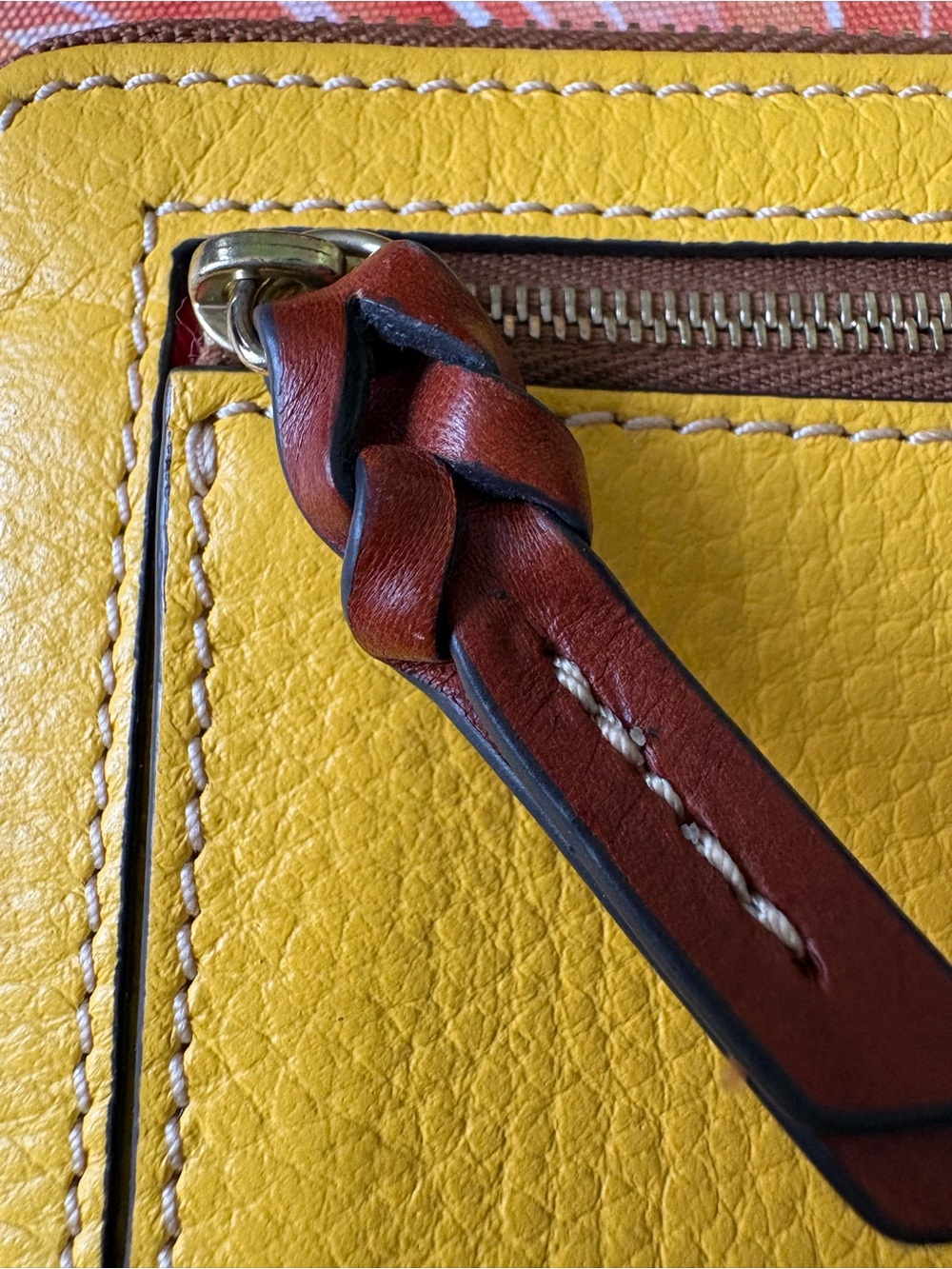 Dooney & Bourke Yellow Pebbled Leather Zip-Around Wallet with Logo Plaque - Picture 5 of 13